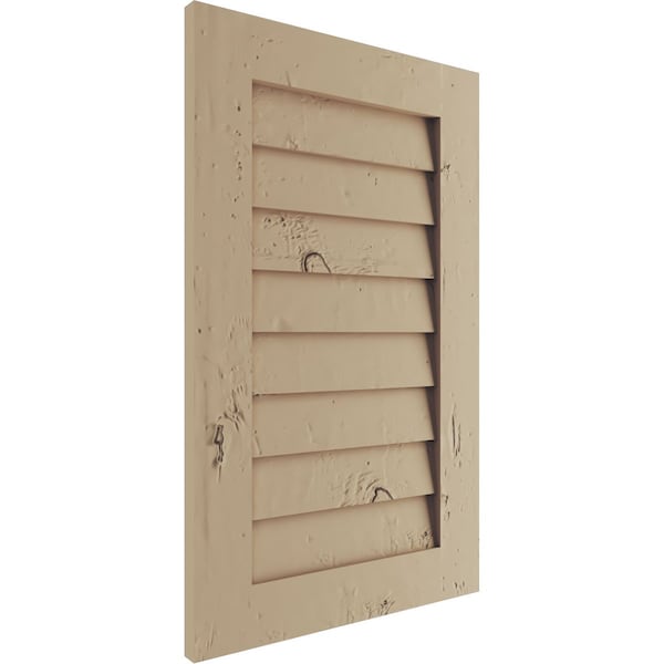 Timberthane Knotty Pine Vertical Faux Wood Non-Functional Gable Vent, Primed Tan, 24W X 18H